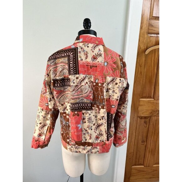 VTG Anne Carson WM LG Patchwork Boho Jacket Shacket Shirt Cottage Art To Wear - Picture 3 of 7